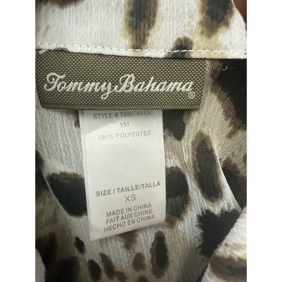 Tommy Bahama Tunic Blouse Womens XS Animal Leopard Print Long Sleeve Top Button - Picture 3 of 4